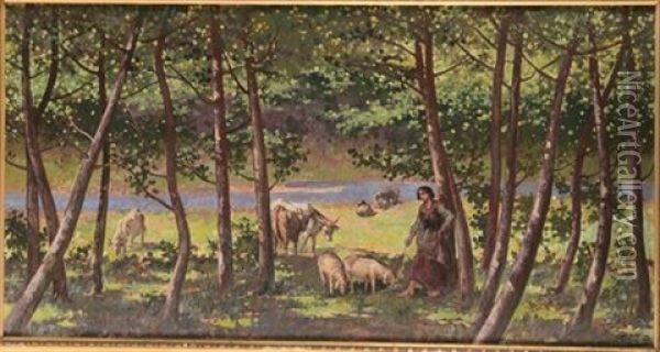 Pastorella Oil Painting - Felice Del Santo