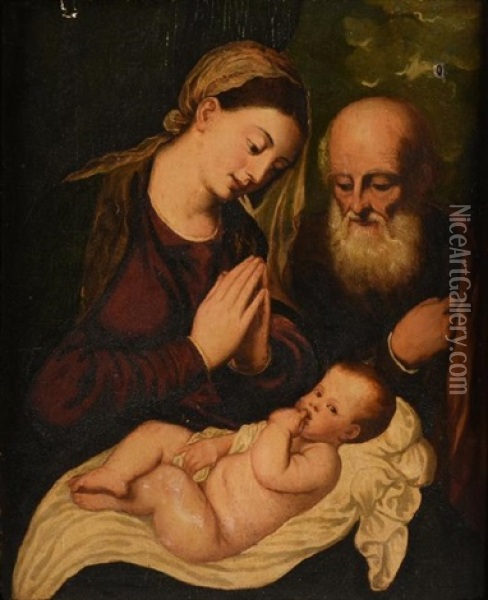 Christ Child With Mary And Joseph Oil Painting - Bonifazio Pasini