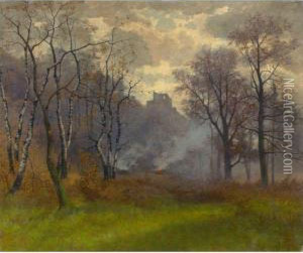 Autumn Landscape Oil Painting - Jakob Lorenz Rudisuhli