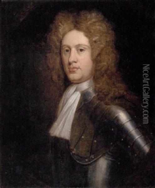 Portrait Of A Gentleman In Armor Oil Painting - Sir John Baptist de Medina