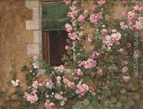 Outside The Window Oil Painting - Paul Emile Lecomte