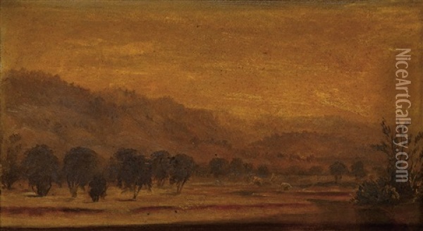 Landscape At Dusk Oil Painting - John William Casilear