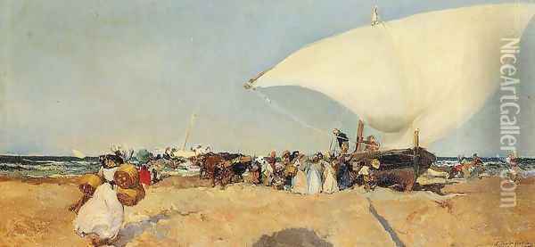 Arrival of the Boats Oil Painting - Joaquin Sorolla Y Bastida