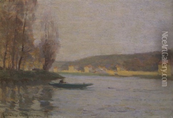 Le Long A Moret Oil Painting - Clarence Alphonse Gagnon