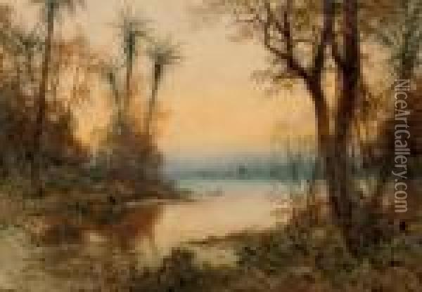 A Tropical Inlet, Sunset Oil Painting - William Joseph Wadham