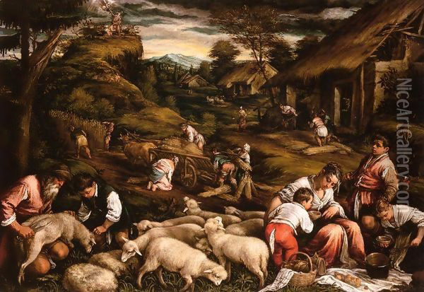 Summer (Sacrifice of Isaac) Oil Painting - Jacopo Bassano (Jacopo da Ponte)