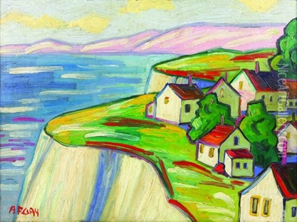 Untitled (houses In Monterey) Oil Painting - August Gay