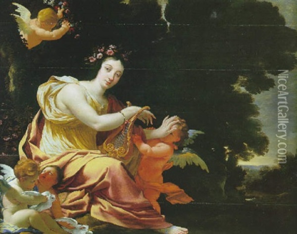 Terpsichore, Muse Du Chant Et De La Danse Oil Painting - Michel Dorigny