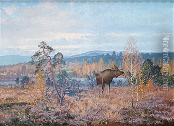 Alg I Hostlandskap Oil Painting - Carl Brandt
