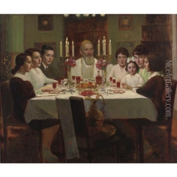 Portrait Of The Brandstatter Family Oil Painting - Lazar Krestin