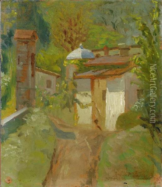 Paesaggio Con Case Oil Painting - Vittorio Meoni