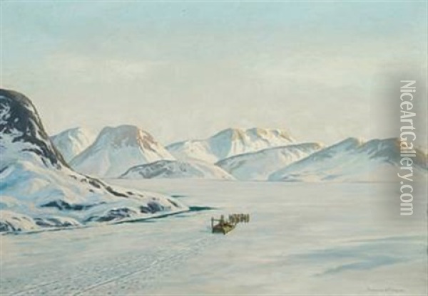 Landscape From Greenland Oil Painting - Emanuel A. Petersen