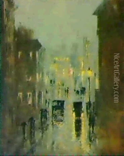 Rainy Night In Washington Oil Painting - Philip Little
