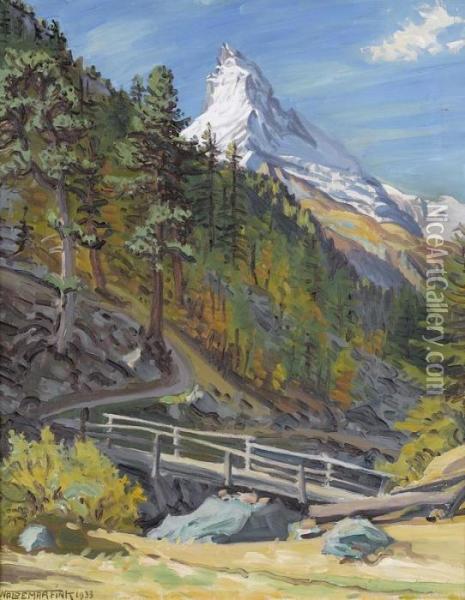 Herbst An Der Bergbachbrucke Oil Painting - Waldemar Fink