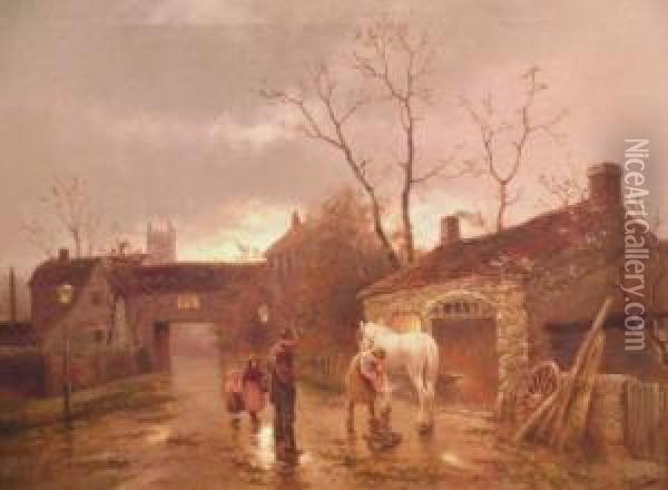 A Trip To The Farrier Oil Painting - James Walter Gozzard