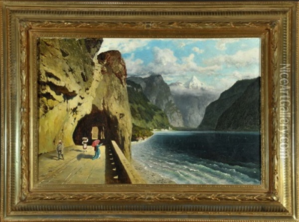 Die Achsenstrase Am Vierwaldstattersee Oil Painting - August Loehr