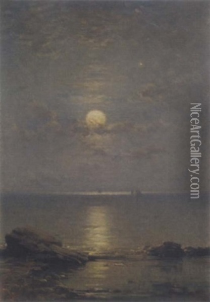 Summer Moonlight, Firth Of Forth Oil Painting - James Cassie