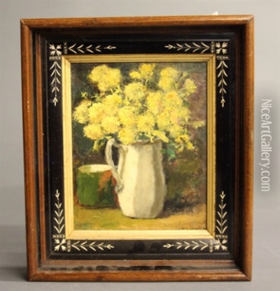 Chrysanthemum In Vase Oil Painting - Richard Creifelds