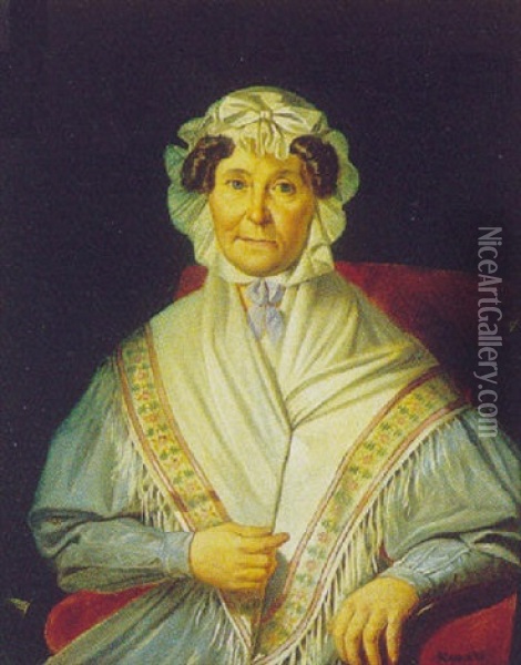 Portraet Med Kvinde Med Sjal Oil Painting - Johann Josef Friedrich Klein