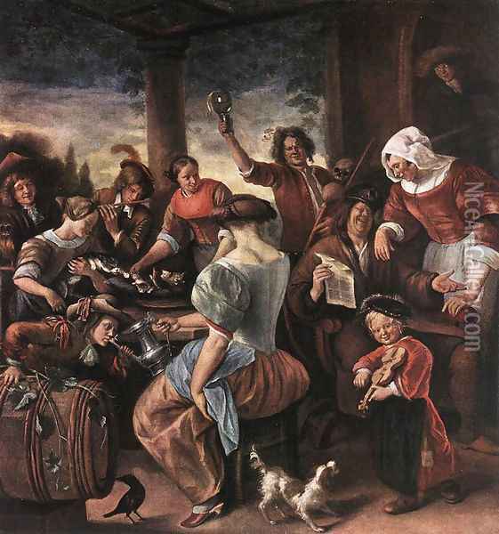 A Merry Party c. 1660 Oil Painting - Jan Steen