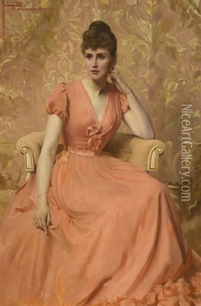 A Portrait Of A Lady Oil Painting - Julius Hare