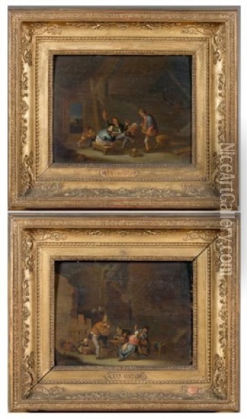 Rejouissances Paysannes (pair) Oil Painting - Adriaen Jansz van Ostade