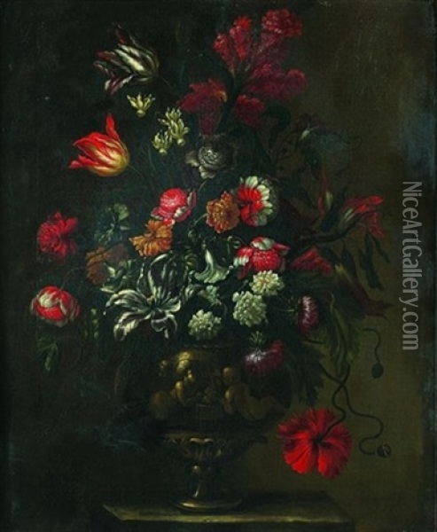 Nature Morte Au Vase De Fleurs Oil Painting - Mario Nuzzi