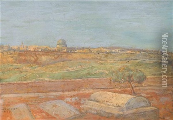 Jerusalem, View From The Mount Of Olives Oil Painting - Hermann Struck