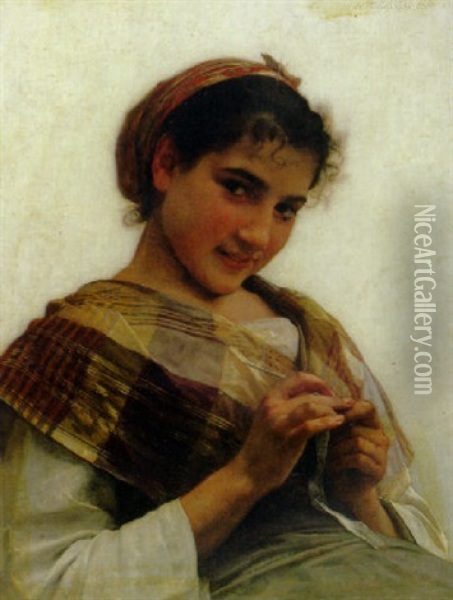 Jeune Fille Au Crochet Oil Painting - William-Adolphe Bouguereau