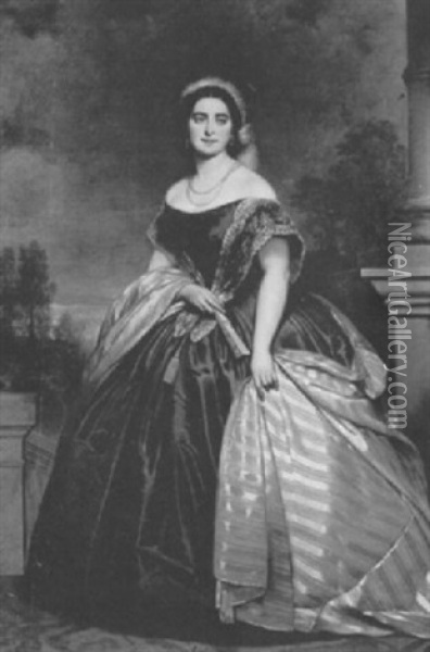 Portrait Of Empress Charlotte Of Mexico Oil Painting - Joseph Mathaeus Aigner