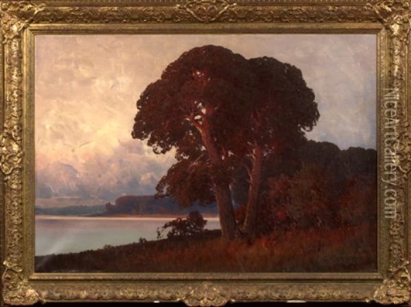 River Landscape At Sunset Oil Painting - Carl Kenzler