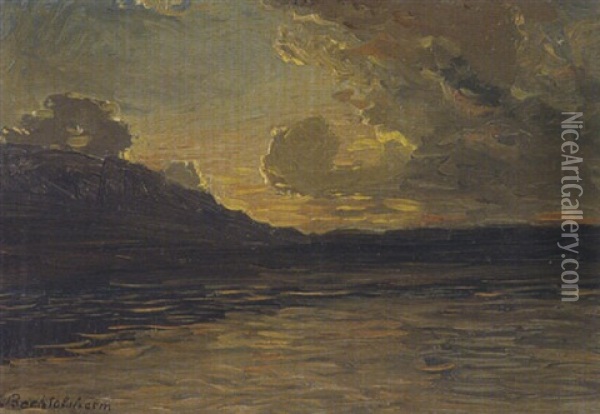 Sonnenuntergangsstimmung Am Seeufer Oil Painting - Gustav von Bechtolsheim