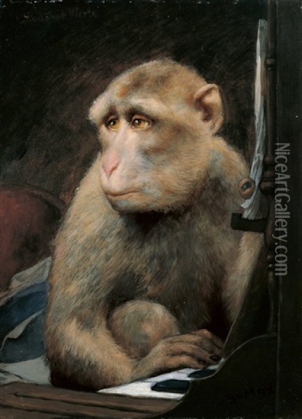 Kleiner Affe Am Klavier Oil Painting - Gabriel von Max