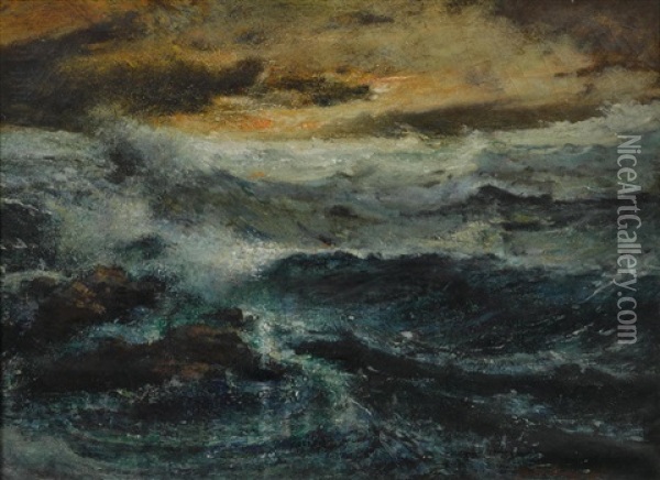 Waves Crashing On The Shore Oil Painting - Elliot Daingerfield