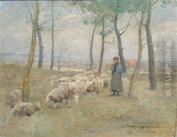 Sheep Oil Painting - Carl Ludwig Traegardh