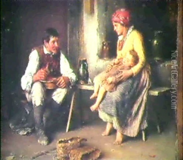 Familienidyll Oil Painting - Franz Ejsmond