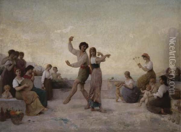 Dancing On The Terrace Oil Painting - Edouard Alexandre Sain