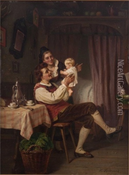 Familiengluck Oil Painting - Hermann Sondermann