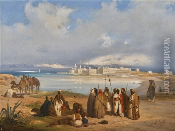 The Isthmus Of Suez Oil Painting - Ippolito Caffi