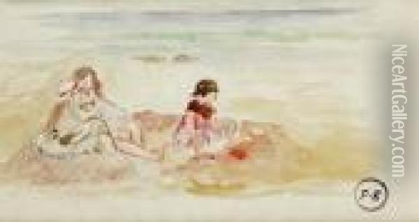 Scene De Plage Oil Painting - Paule Gobillard