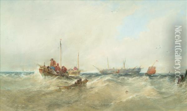 Shipping In Choppy Seas Oil Painting - Edwin Hayes