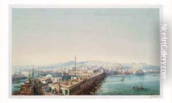 Vue Du Port D'alger Oil Painting - Gaspard Gobaut