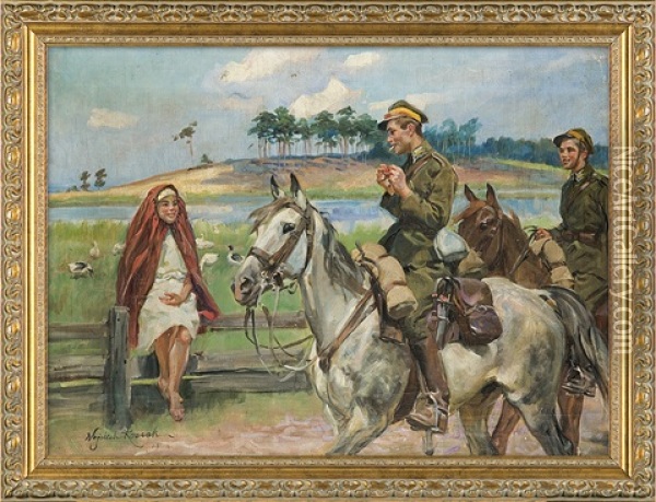 Lancers Patrol Oil Painting - Woiciech (Aldabert) Ritter von Kossak