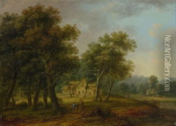 Waldlandschaft Mit Bauernhaus Oil Painting - Franz Joseph Manskirch
