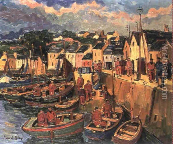 Le Port De Treboul, Finistere Oil Painting - Pierre De Belay