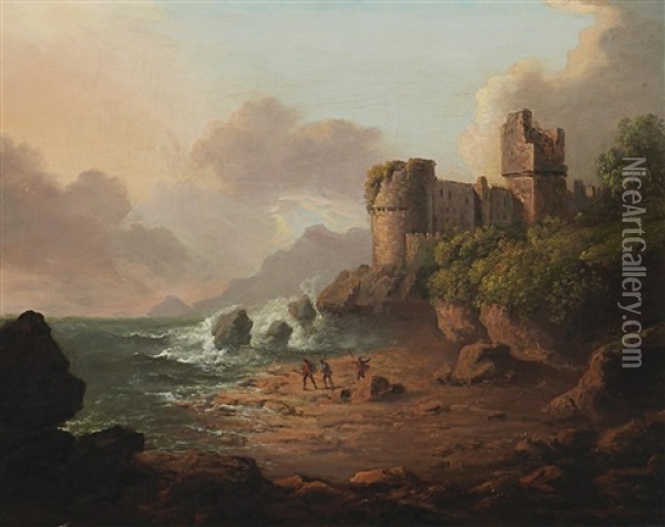 Schlossruine Uber Einer Sturmischen Brandung Oil Painting - Carl Rottmann