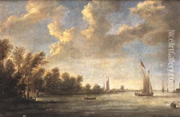 Dutch River With Sailing Boats Oil Painting - Abraham van Beyeren