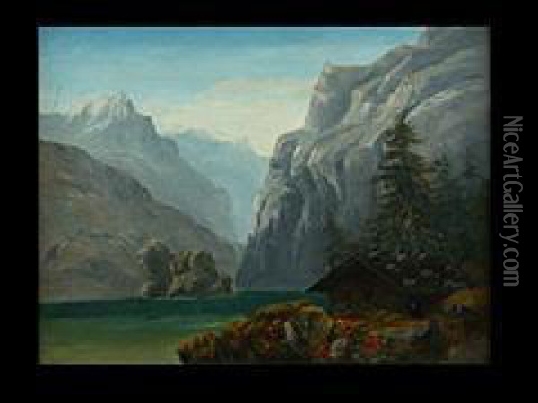 Gebirgssee Oil Painting - Prinz Alfons Von Bayern