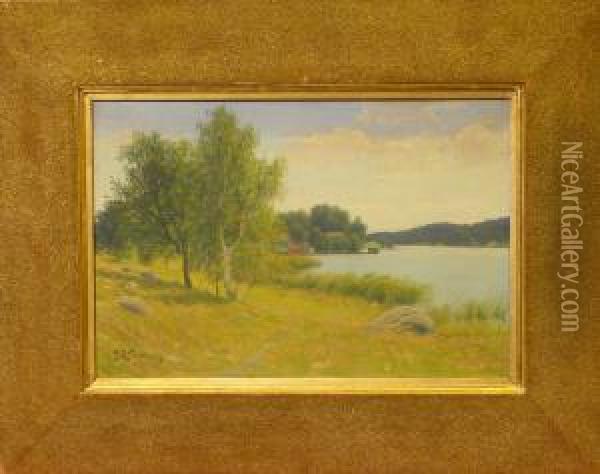 Landskap. Oil Painting - Peter Adolf Persson