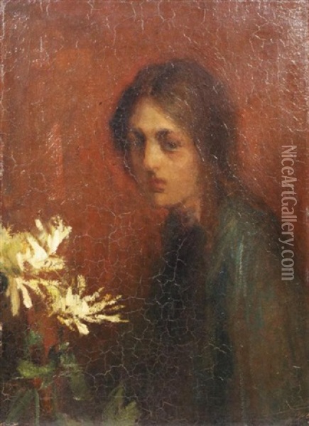 Girl With Flowers Oil Painting - Robert Archibalt Graafland